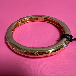 Alexis Bittar Gold Starburst Crystal Hinged Bracelet NWT